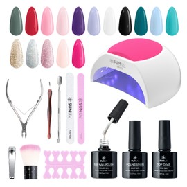 SUNUV Gel Nail Polish Kit with UV Light for Nails SUN2C 16 Colors Gel Polish Sets, Base and Top Coat with 8 PCS Manicure Tools Gift for Women