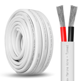Kimbluth 6 Gauge Duplex Marine Wire Tinned Copper Boat Cable, 30ft 6 AWG Standard USA OFC Oxygen Free Copper Wire for Automotive Boat Speakers Solar Outdoors