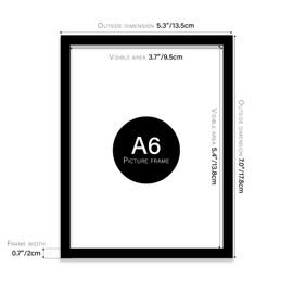 Almost Frameless A6 Black Picture Frame Set of 3, Display A6 Picture Gallery Wall, Poster, Photo, Artwork, or Print, Yellow