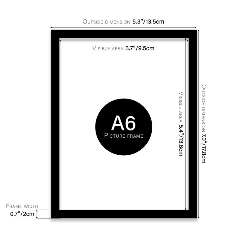 Almost Frameless A6 Black Picture Frame Set of 3, Display