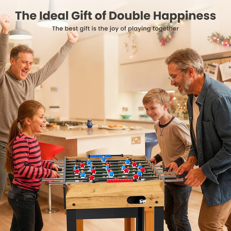 48” Foosball Table, Competition Sized Game Table with Adjustable Table