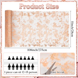 6 PCS Rose Gold Table Runner, 11"x108" Glitter Metallic Mesh Table Runner Roll, Sparkly Rose Gold Foil Table Decorations Centerpiece for Bridal Wedding Birthday Party Christmas