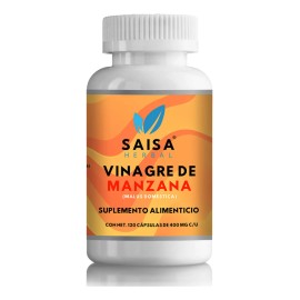 Vinagre de Manzana Orgánico 120 Cáps SAISA HERBAL | Suplemento Natural | Digestión, Antioxidante y Apoyo Metabólico | 100% Puro