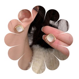 White Diamond Moonstone Studs Earrings CZ crystal Studs Earrings Vintage Rhinestone Square Stud Earrings Hollow Square Cz Earrings Jewelry for Women and Girls