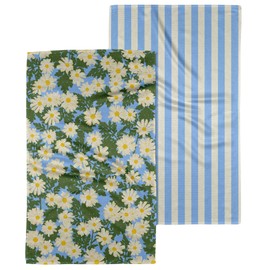 GEOMETRY Kitchen Towels - Quick Dry Microfiber Cloth Dish Towels for Kitchen Drying - Premium Quick Dry Towel (Daisy Dream, 18" x 30" (2-Pack Set))