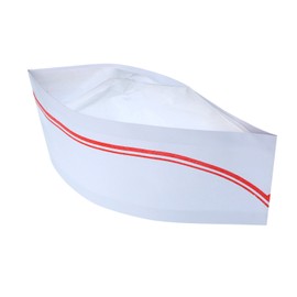 BBTO 10 Pieces Soda Jerk Paper Hats Food Server Cap Retro Chef Caps with Red Strips for Theme Restaurant Party(Red Strips)