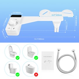 NVIYAM Bidet Aufsatz, Bidet Einsatz Für Toilette, Nicht Elektrisch Bidet Toilettenaufsatz mit Einziehbare selbstreinigende Doppeldüsen, Einstellbarer Wasserdruck(Frontal & Rear Wash)