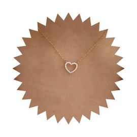 Dervivea Boho Crystal Heart Choker Necklace Love Heart Pendant Necklace Chain Minimalist Gold Necklace Crystal Chain Necklace Jewellery for Women and Girls