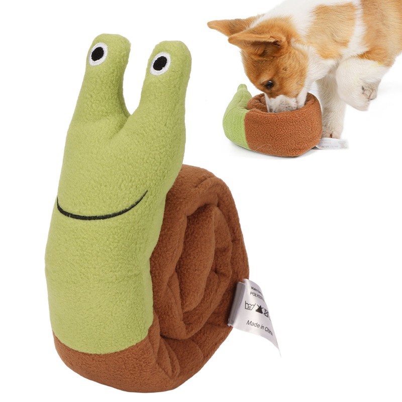 Snail Squeaky Dog Toys Polyester Teething Puzzle Interactive Puppy Chew