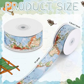 Geosar Adventure Begin Baby Shower Ribbon Travel Theme Baby Shower Ribbon Adventure Vintage World Map Print for Gifts Wrapping DIY Crafts Birthday Party Decor, 1.5 Inch Wide