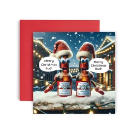 Huxters Funny Christmas Cards for Men and Him – Happy Christmas Bud Card for him and her Family Christmas Holiday – Dad Brother Son Uncle Sister Brother Uncle card