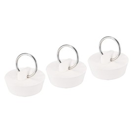 sourcing map Rubber Sink Plug, White Drain Stopper Fit 1-1/4" to 1-11/32" Drain with Hanging Ring for Bathtub Kitchen and Bathroom 3pcs