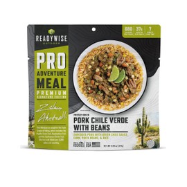 ReadyWise Outdoor Pro Adventure Meal - Pork Chile Verde with Beans, 2 Servings, 1 Pouch, Gluten Free, 680 Calories, 37g Protein, Freeze Dried Food & Dehydrated Camping Meals, up to 5 Year Shelf Life