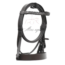 Aces Equine Leather Horse Hunter Bridle with 2 inch Noseband and 1 inch Plated Browband Premium Quality Black Colour (SHETLAND)