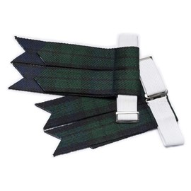 UMAM Kilt Flashes for Men with Heavy Buckle Adjusters, Plain & Tartan Kilt Sock Flashes. (Black Watch 008FLBU)