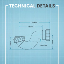 CranPlas | Shower Waste Trap | Bath Trap 40mm | Basin Waste Trap | Easy Grip Compression Nuts | Shallow Bath Trap 40mm | Universal Outlet Fits Plastic, Copper & Lead Pipes | Leak & Heat Tested