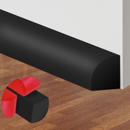 ToLanbbt Flexible Quarter Round Molding, 120 Inch Peel and Stick Rubber Trim, Double-Sided Self Adhesive Bendable Edge Molding for Floor, Bathroom, Kitchen, Countertop, 1/2” W x 1/2” H, Black