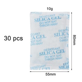 10 g x 30 pieces silica bags, dry bags, drying bags, silica gel bags, silica gel bags, silicate desiccant, transparent, for moisture clothing, drawers, shoes, car