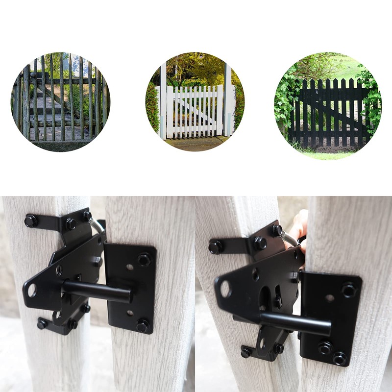 Heavy Duty Fence Self-Locking Gate Latch – Black Finishing Post