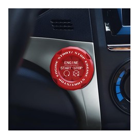 FALVFUN Car Engine Start Stop Button Cover, Anti-Scratch Vehicle Key Ignition Switch Knob Trim Protector, Auto Push Start Button Cover Decoration Sticker, Universal for Sedan Truck SUV (Red)
