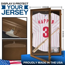 Pennzoni Jersey Display Case Large Acrylic Frame for Football, Baseball & Hockey - Walnut