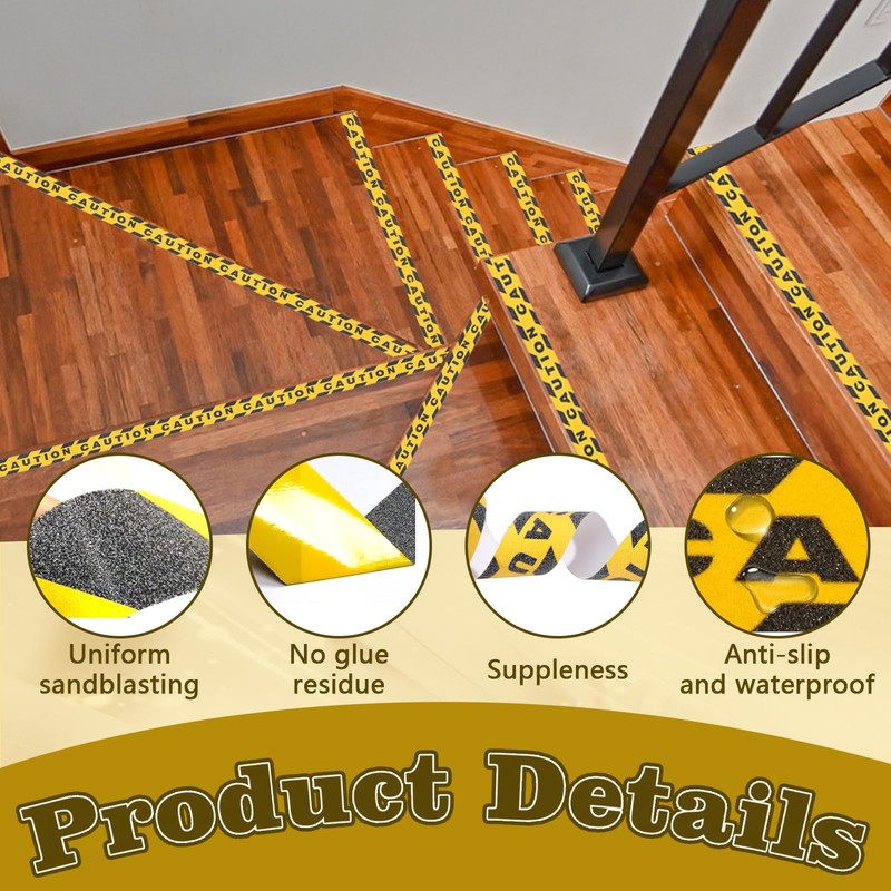Chihutown 2pack Yellow Caution Tape, 1.97in x 65.6Ft Anti-slip Caution