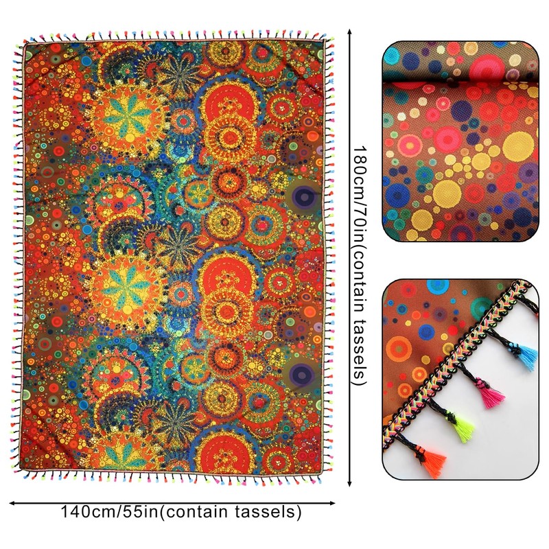 YuChiSX Boho Outdoor Table Cloth Rectangular,Mandala Wipeable Polyester Waterproof Tablecloth
