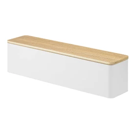 Yamazaki 5406 Cutlery Case with Lid, Long, Natural, Approx. 12.9 x 3.0 x 3.0 inches (32.7 x 7.5 x 8 cm), Phosphorus, Dust Prevention, Dividers Included