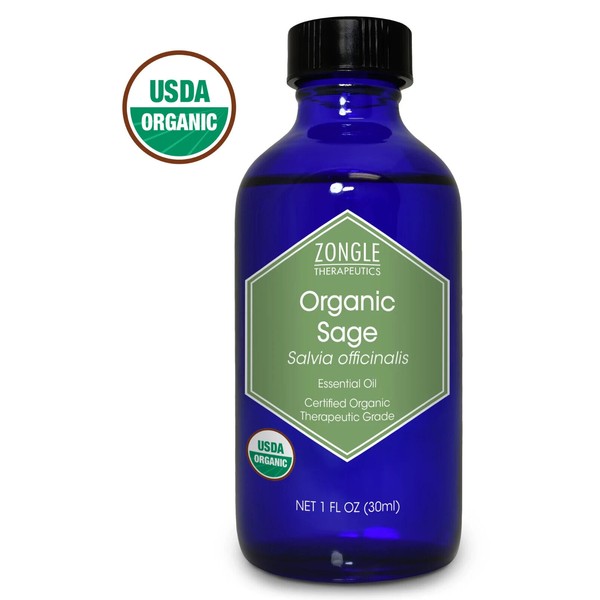 Zongle USDA Certified Organic Sage Essential Oil, Spain, 1 oz