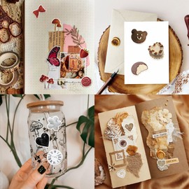 BOMICHI 480 Pcs Vintage Aesthetic Stickers for Scrapbooks,Cute Vinyl Stickers for Water Bottles Skateboard Notebooks Phone Kindle,Laptop Stickers for Kids Teens Adults Girls