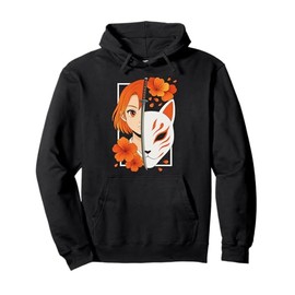 Japanese Samurai Girl Mask Kitsune Sword Art Anime Pullover Hoodie