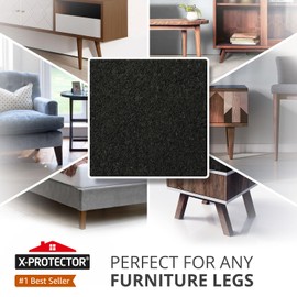 X-PROTECTOR Felt Furniture Pads - 12 PCS 3" - Felt Pads Floor Protectors - Chair Felt Pads - Felt Pads for Furniture Feet - Furniture Pads for Hardwood Floors - Protect Your Floors! (Black, Square)