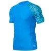 HUGE SPORTS Men's Splice Sun Protection Rash Guard Short Sleeves(Blue