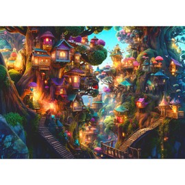 HUADADA jigsaw puzzles for adults 1000 piece Jigsaw Puzzles for Adults Creative Puzzles for Adults Kids Family Educational Games Home Decoration Gift - Forest Tree House (27.56" x 19.67")