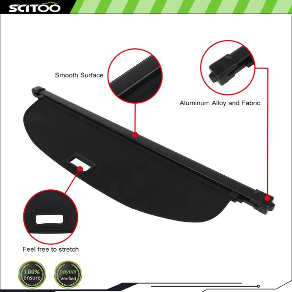 scitoo Fits Acura RDX 2019 2020-2024 Retractable Cargo Cover Rear