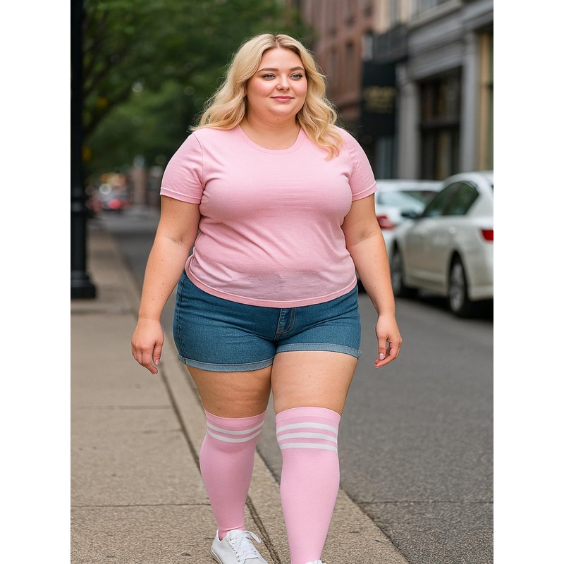 SATINIOR 3 Pairs Knee High Socks Thigh High Triple Stripe