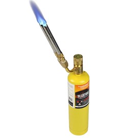 BLUEFIRE Double Flame Jet Turbo Torch Head High Output 17060 BTU Full Metal Heavy Duty Manual Ignition Gas Welding Dual Tubes Blowtorch Nozzle Fuel by MAPP MAP Propane Brazing Soldering Flamethrower