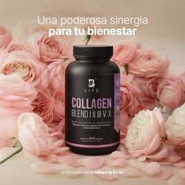 Colágeno Hidrolizado Tipo I, II, III, V y X | 200 Cápsulas 1000 mg por porción | Adicionado con Vitamina C y Ácido Hialurónico. Collagen Blend I, II, 