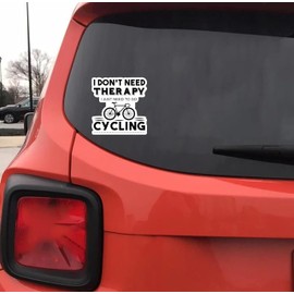 I Don't Need Therapy I Just Need to Go Cycling 6-Inch Vinyl Decal Sticker for Laptops, Water Bottles, Cars, Notebooks, and More – Durable, Waterproof, Weather-Resistant, Easy to Apply
