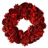 30cm Christmas Wreath Door Decoration Wooden Red Pine Cone Garland