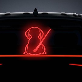 Nouiroy Reflective Puppy Decal for Rear Windshield,Cute Back Dog Car Sticker Rear Wiper Decal Funny Dog Moving Tail Stickers Reflecitve for Car Rear Wiper Decal (Red, Hollowed-Out)