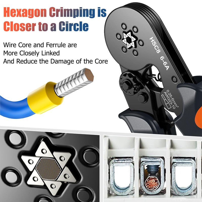 Preciva Ferrule Crimping Tool Kit with 1900PCS Wire Connectors, Hexagonal