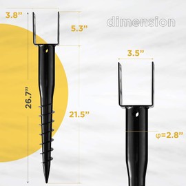 CRIZTA Premium No Dig Ground Anchor DIY Screw in Stake U-Model 27 Inch Fits Standard 4x4 Posts (3.5" X 3.5") Great for Mailbox and Fence Posts