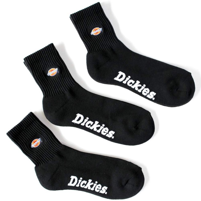 Dickies Socks, Logo Embroidered, Bottom Pile, Crew Socks, White, Black,