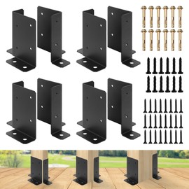 8pcs Adjustable Post Base Bracket Fit 2x4,4x4,6x6 Post, Wood Fence Post Base Support Bracket for Pergola, Mailbox Post and Deck Railing