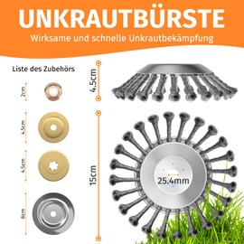 Professional Weed Brush for Brush Cutter, 25.4 mm Wild Herb Brush, Wire Brush for Brush Cutter, Weed Brush, Replacement Trimming Attachment for Lawnmowers, Very Robust, Easy Assembly, Easy Trimmer (6