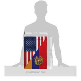 Breeze Decor Armenia US Friendship Garden Flag Set with Stand Regional American Alliance World Country Particular Area House Decoration Banner Small Yard Gift Double-Sided, Made in USA