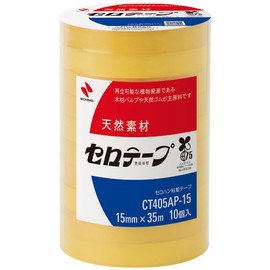 Nichiban CT405AP-15 Cellophane Tape, Large Rolls, Set of 10 Rolls, 0.6 inches (15 mm) x 114.8 ft (35 m)