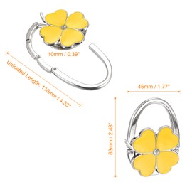 sourcing map Foldable Purse Hook - 2.48"x1.77"(LxW) Metal Portable Handbag Hanger Holder for Table Bag Storage Folding Decoration, Yellow