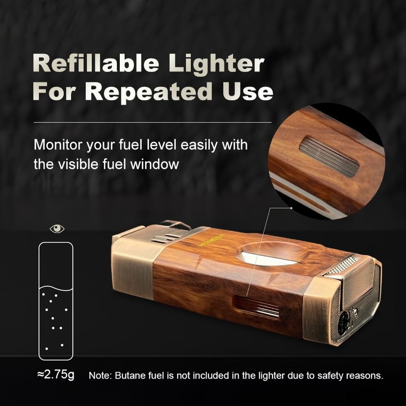 Cigar Lighter, Super Dual Jet Flame, All-in-One Lighter with V
